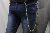 Men Long Silver Metal Wallet Chains Motorcycle Chunky Strand Balls Screws
